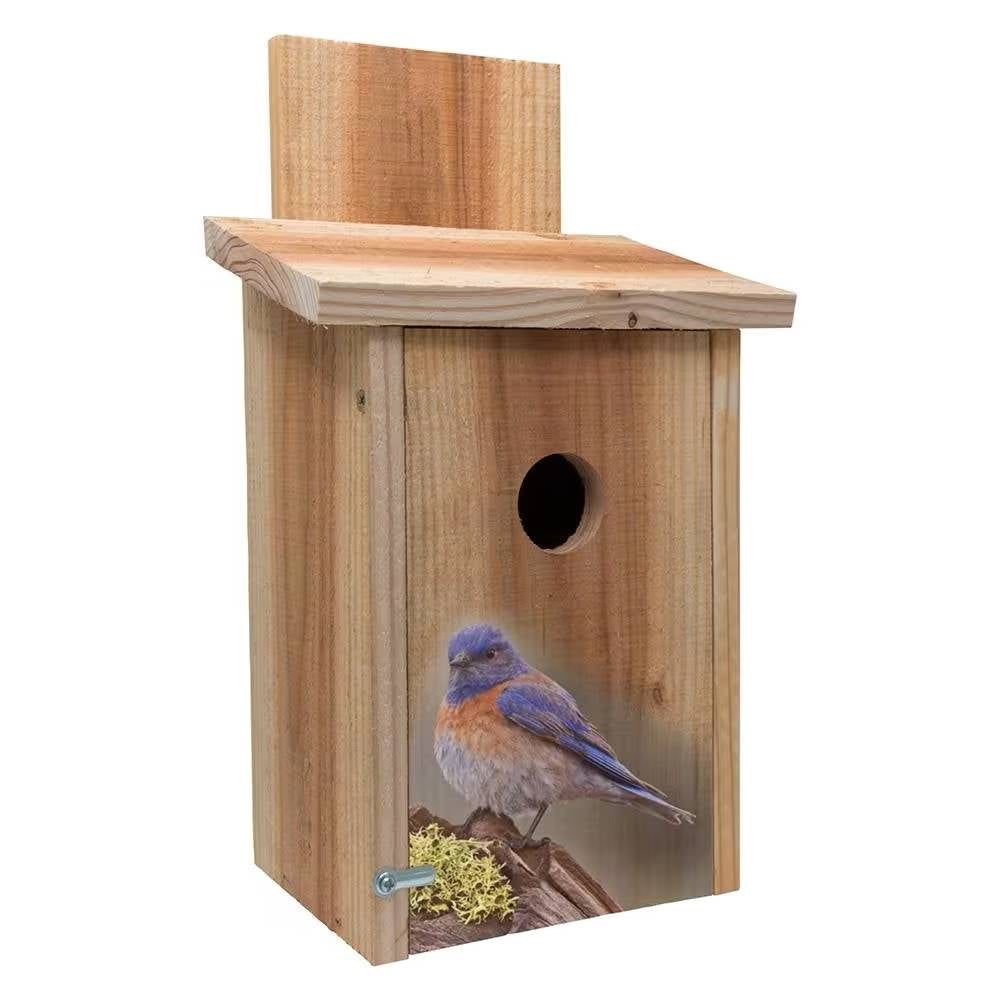 Cedar Birdhouse for Blue Birds with Easy Open Front Panel-0