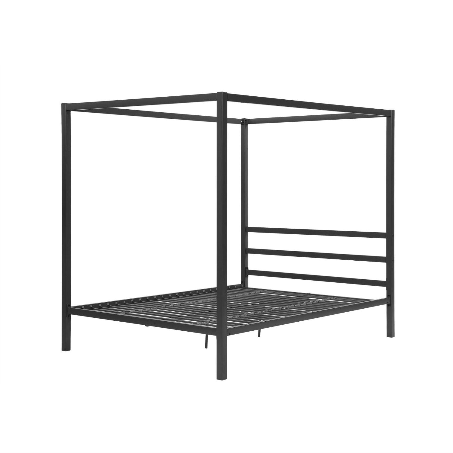 Queen size Modern Canopy Bed in Sturdy Grey Metal-1