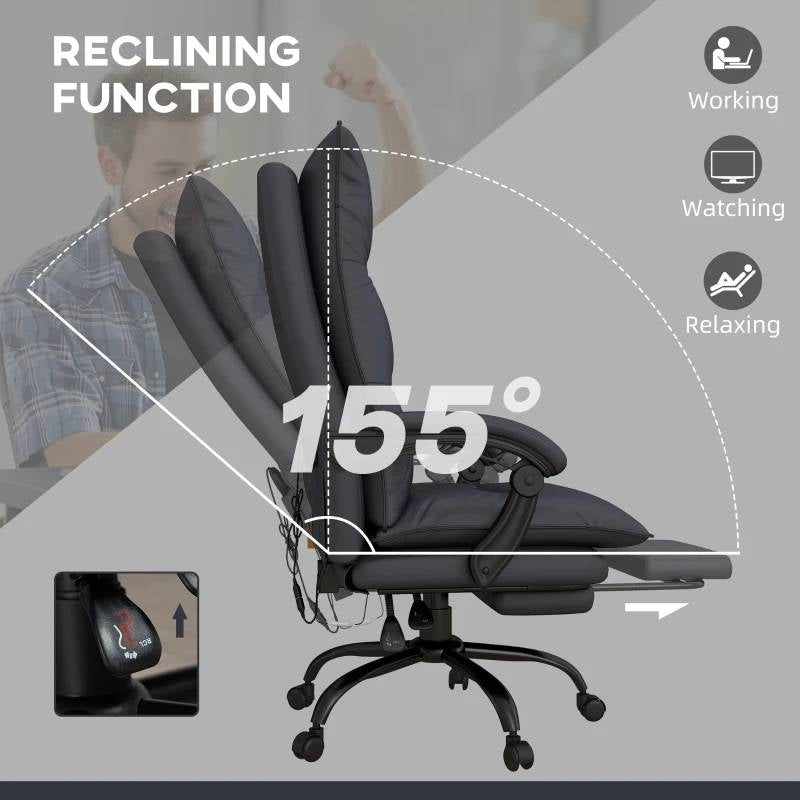 Double Padded Executive Massage Heated Office Chair Charcoal-3