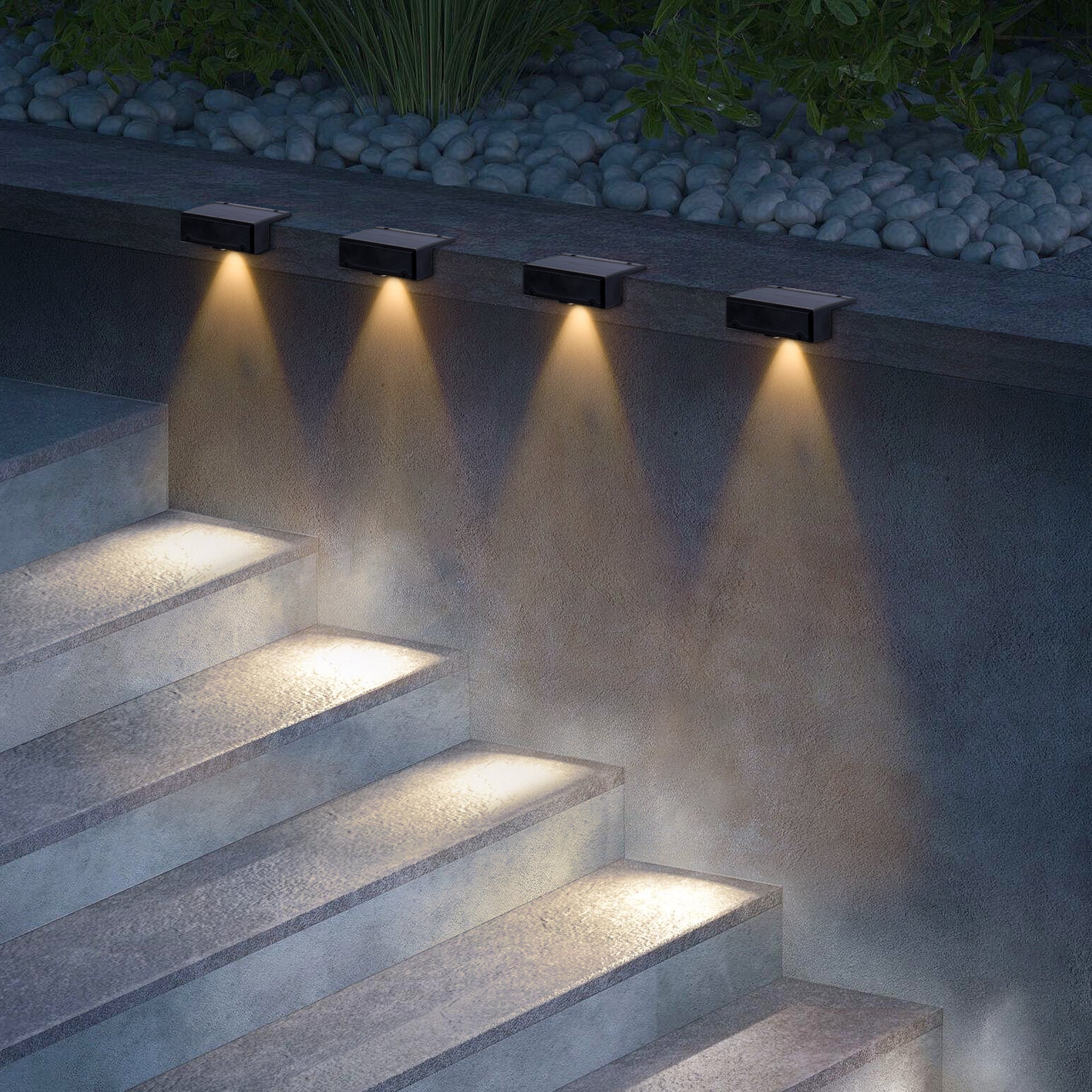 4-Pack Oudoor Solar Powered Deck Lights Wall Lamp-2