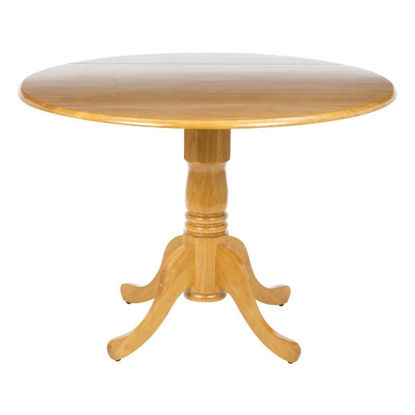 Round 42-inch Drop-Leaf Dining Table in Oak Wood Finish-0