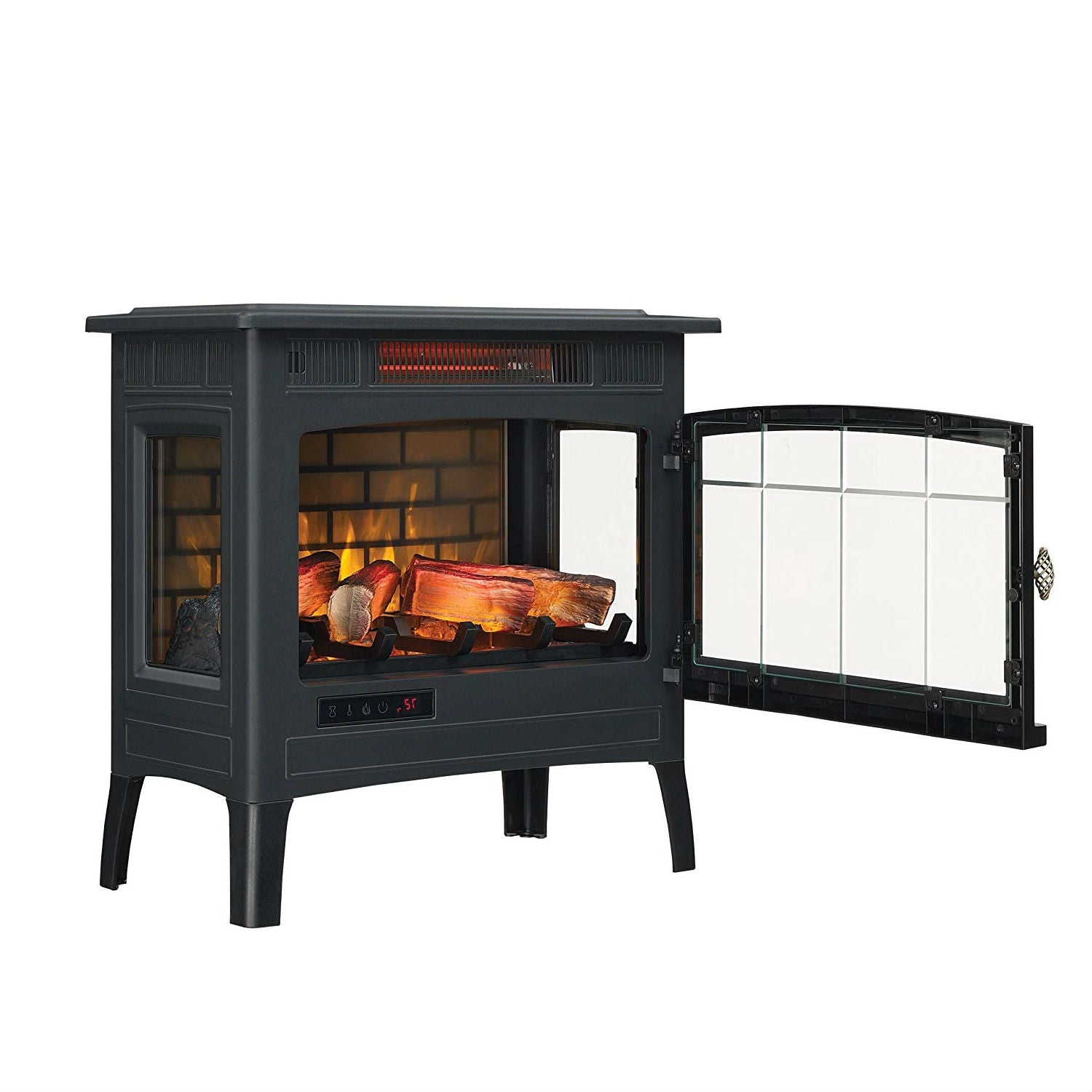 Black Infrared Quartz Electric Fireplace Stove Heater-1