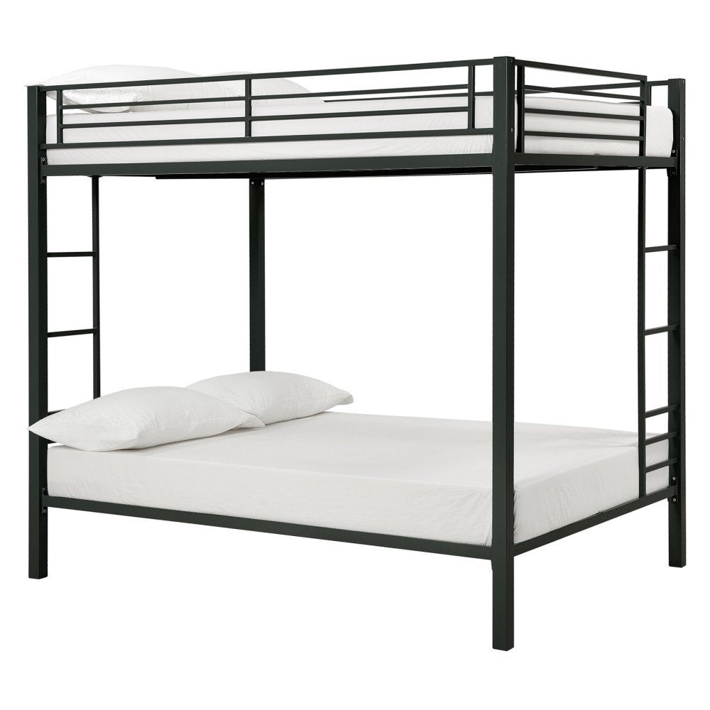 Full over Full size Sturdy Black Metal Bunk Bed-1