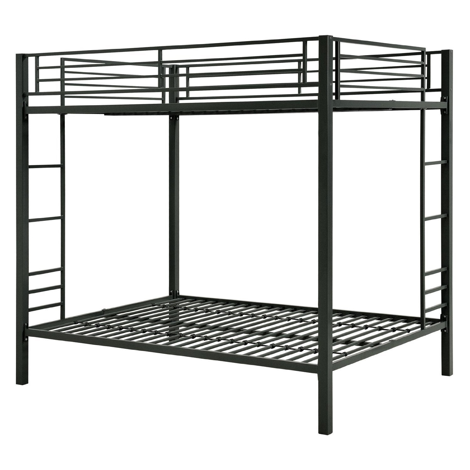 Full over Full size Sturdy Black Metal Bunk Bed-2