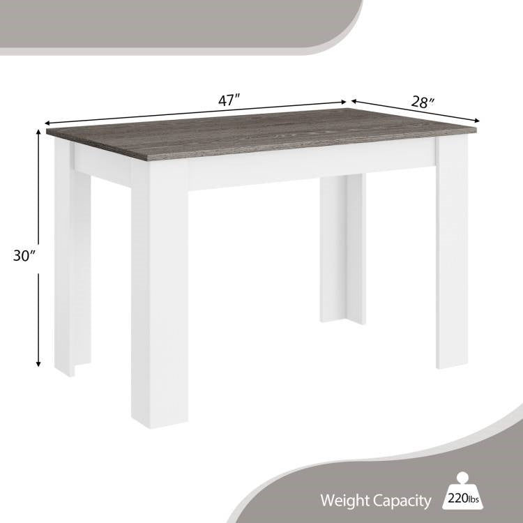 Dark Grey Wood Top 47-inch Kitchen Dining Table or Computer Desk with White Legs-4