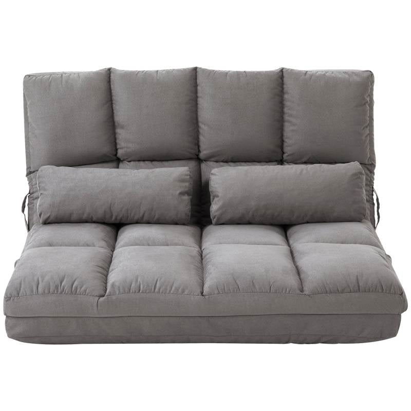 Dark Grey Polyester Suede Fabric Floor Sofa Bed Recliner with Adjustable Back-0