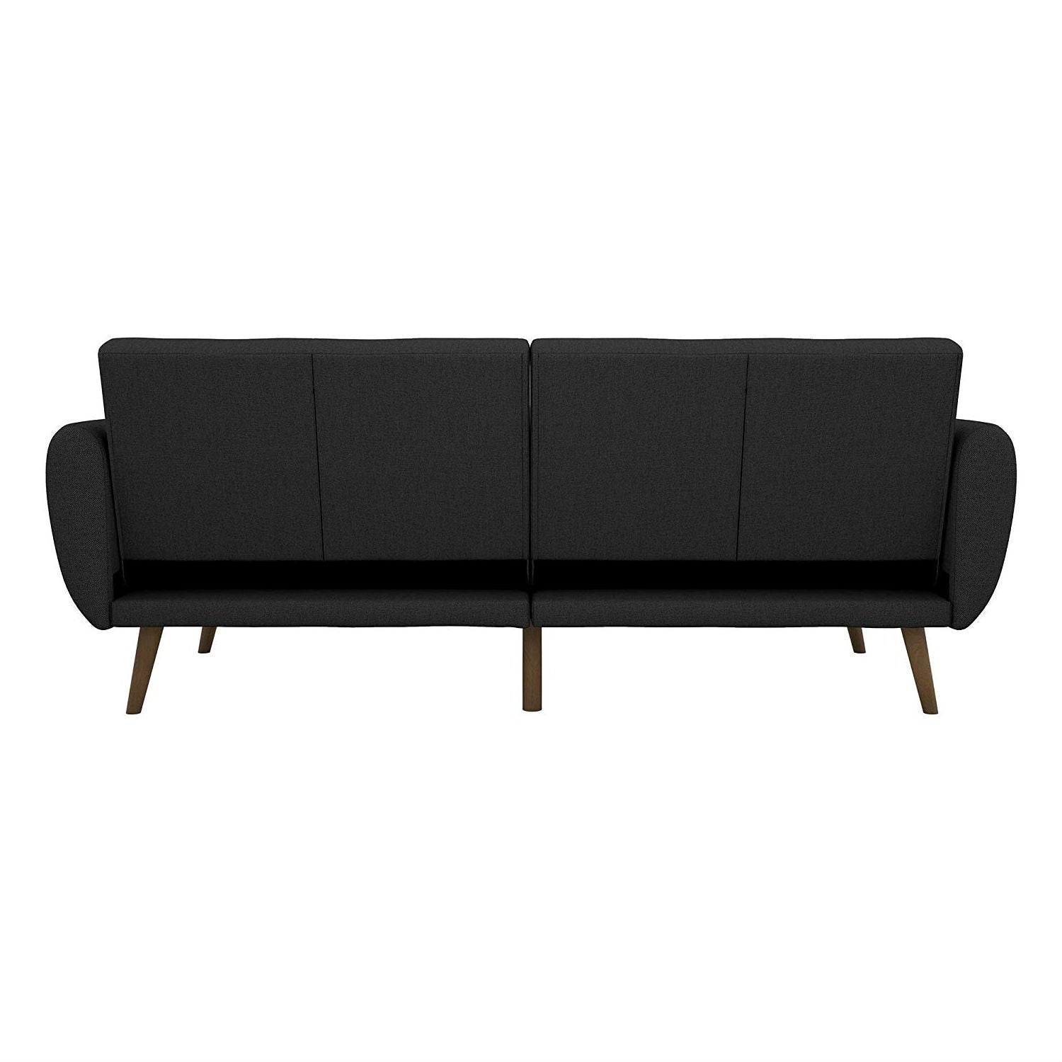 Dark Grey Linen Futon Sofa Bed with Modern Mid-Century Style Wooden Legs-4