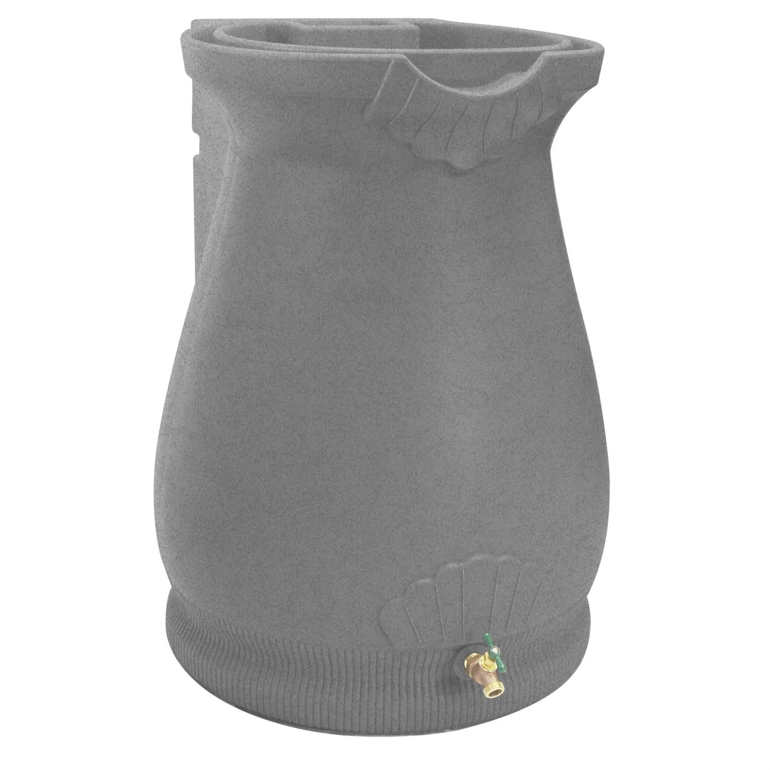 Grey Granite 65 Gallon Plastic Urn Rain Barrel with Planter Top-0