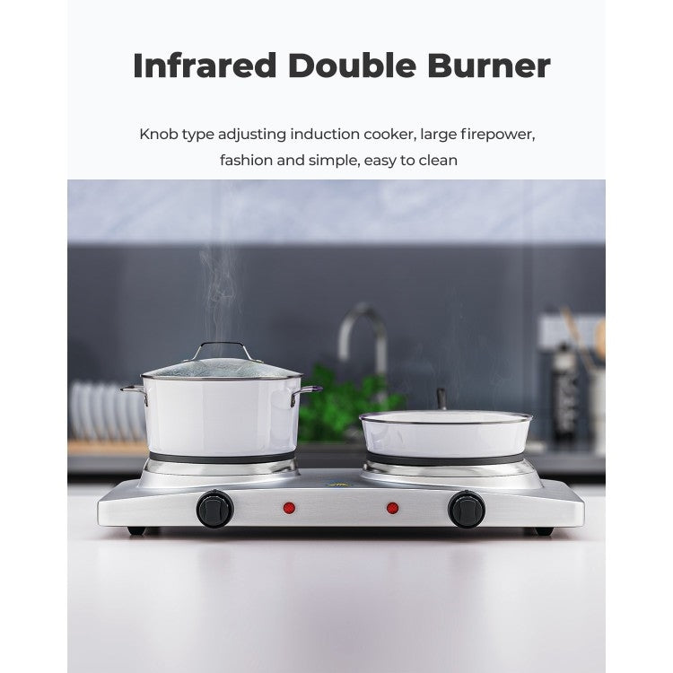 Dual Heating Infrared Portable Electric Countertop Burner-2