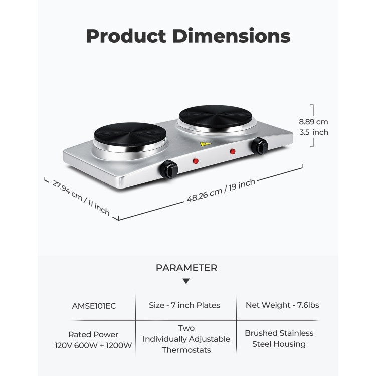 Dual Heating Infrared Portable Electric Countertop Burner-3