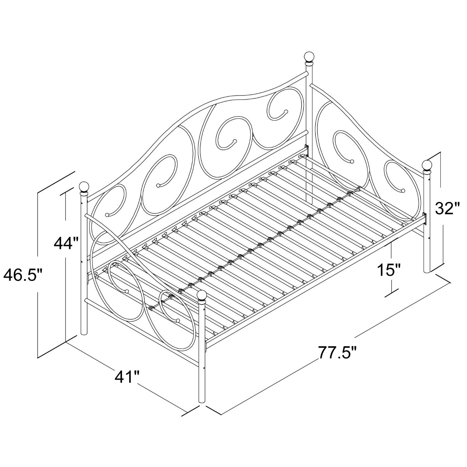 Twin size White Metal Day Bed Frame - 600 lb Weight Limit-2