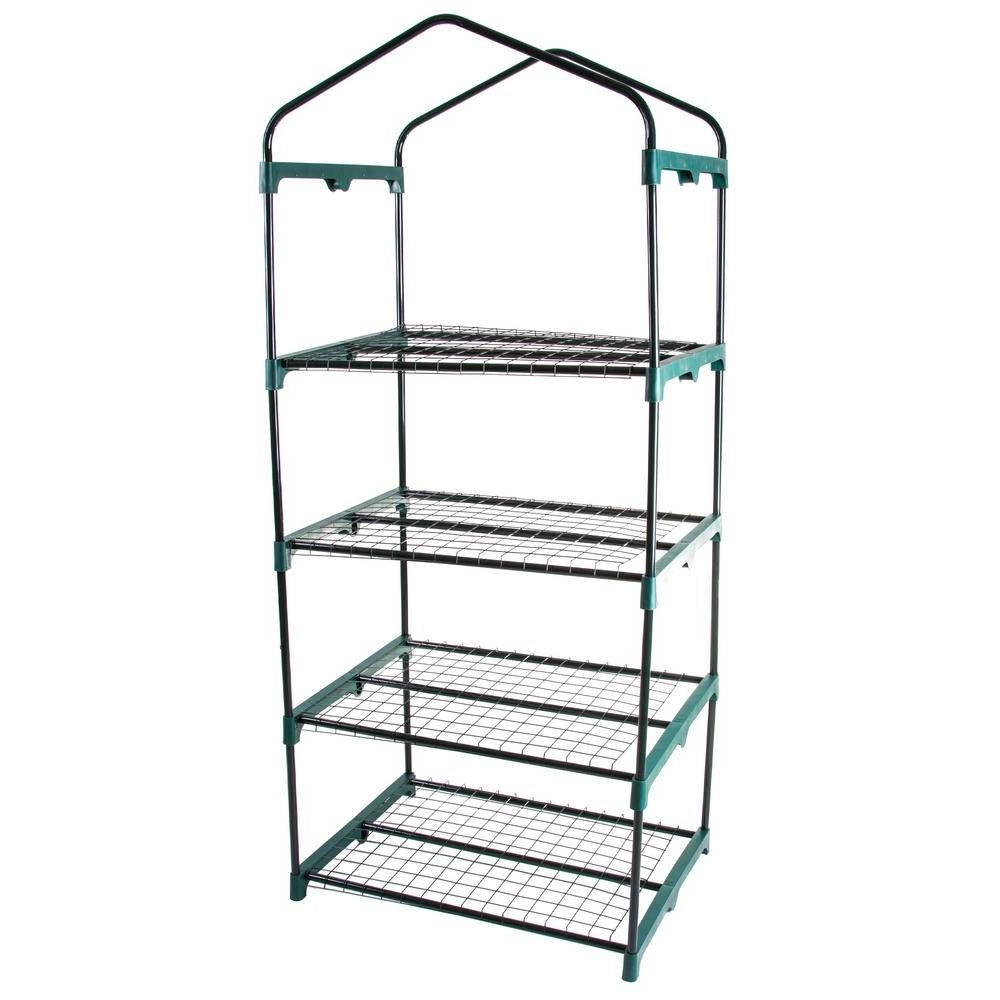 Durable 4-Tier Plant Stand Greenhouse with Zippered PVC Cover-1