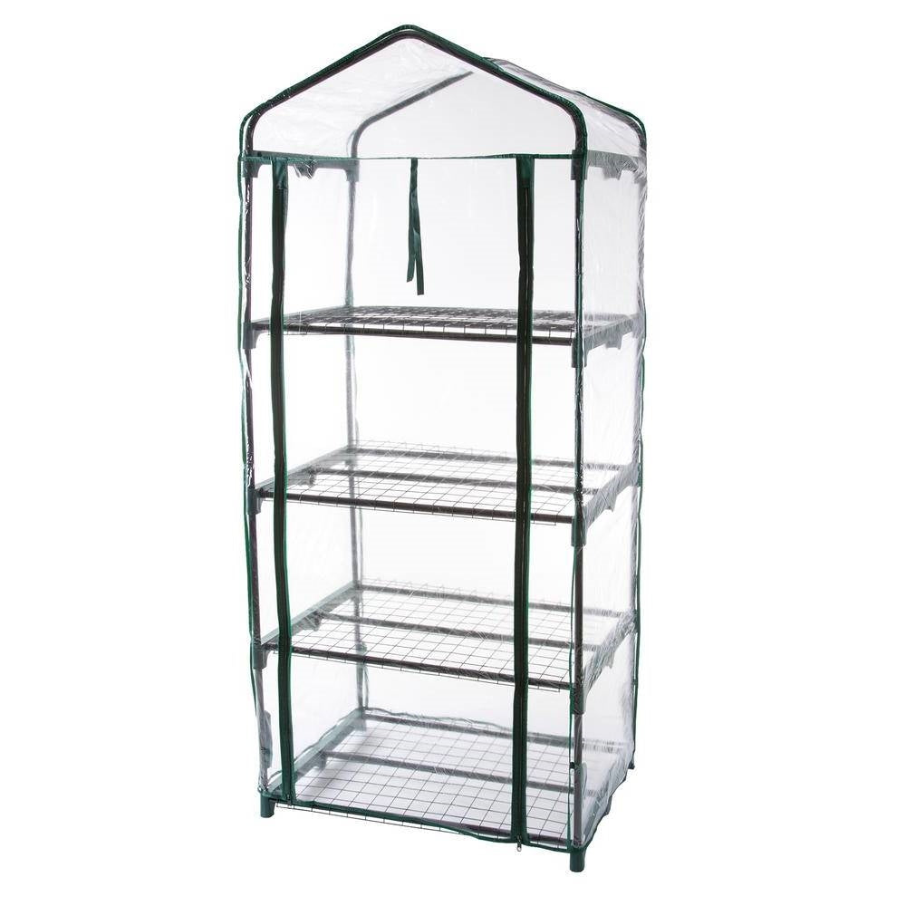 Durable 4-Tier Plant Stand Greenhouse with Zippered PVC Cover-3