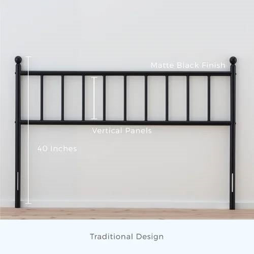 Queen size Traditional Farmhouse Headboard in Matte Black Metal Finish-4