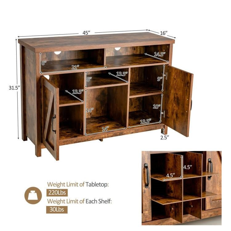 Rustic Brown Detachable 9 Bottle Wine Rack Kitchen Buffet Storage Cabinet-4