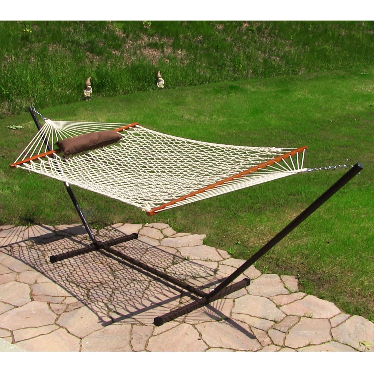 Rope Hammock Set with Stand Pad and Pillow 55 x 144-inch - Desert Stripe-1
