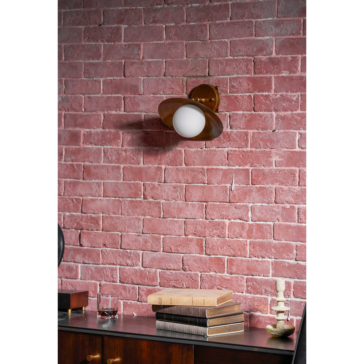 Brass Dome Semi-Flush Ceiling Lamp with Alabaster Shade | Mid-Century Light