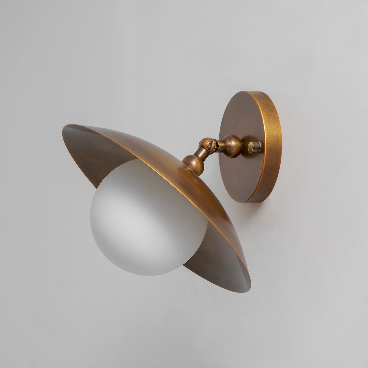 Brass Dome Semi-Flush Ceiling Lamp with Alabaster Shade | Mid-Century Light