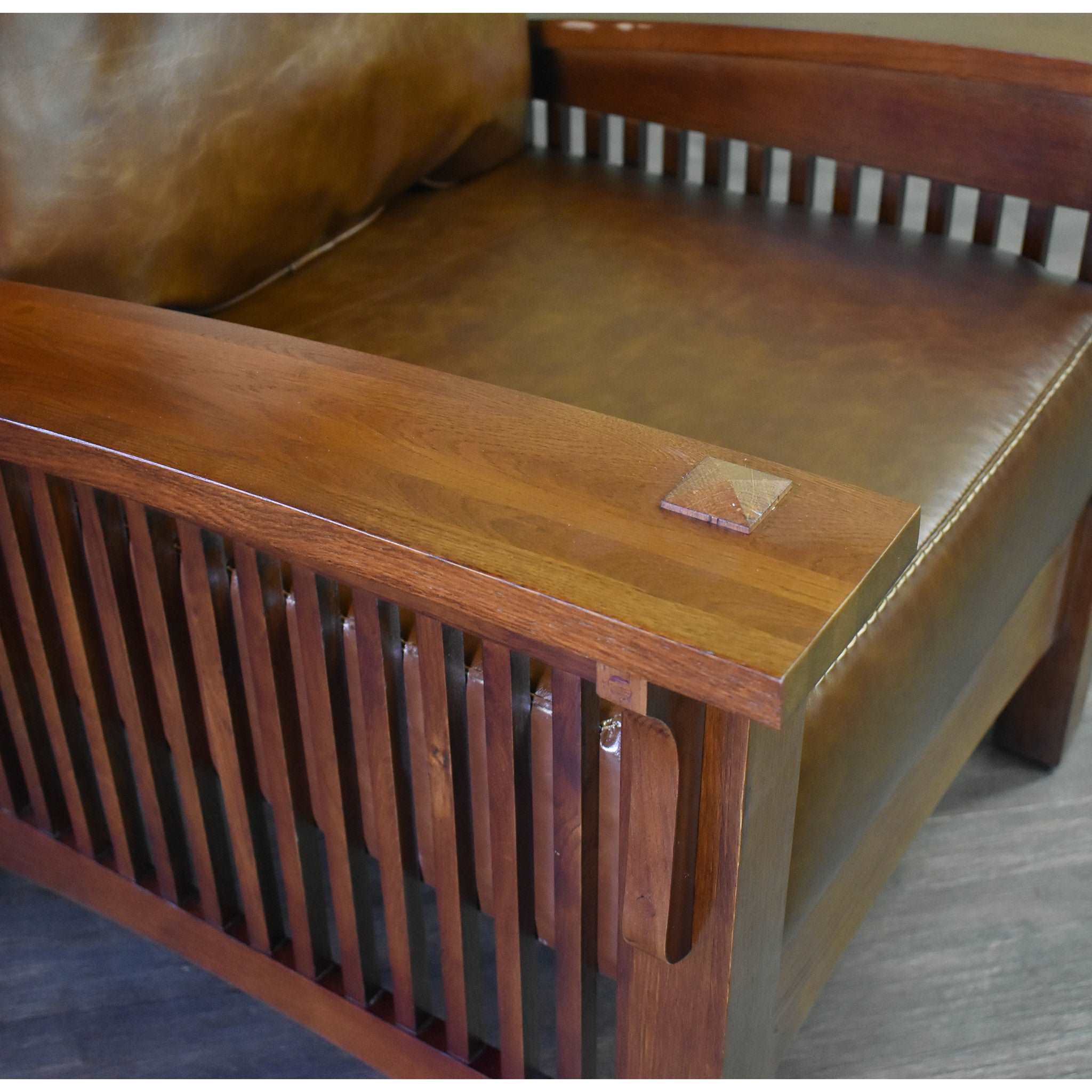 Craftsman / Mission Morris Arm Chair and Ottoman Set - Chestnut
