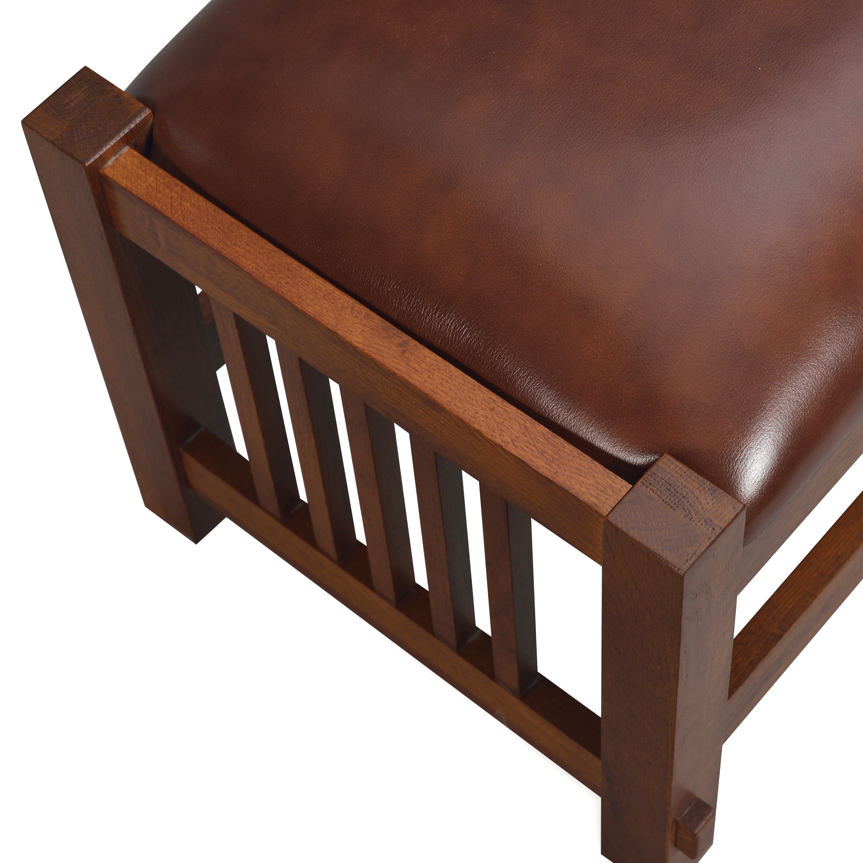 Mission Spindle Stool - Quarter Sawn Oak & Leather