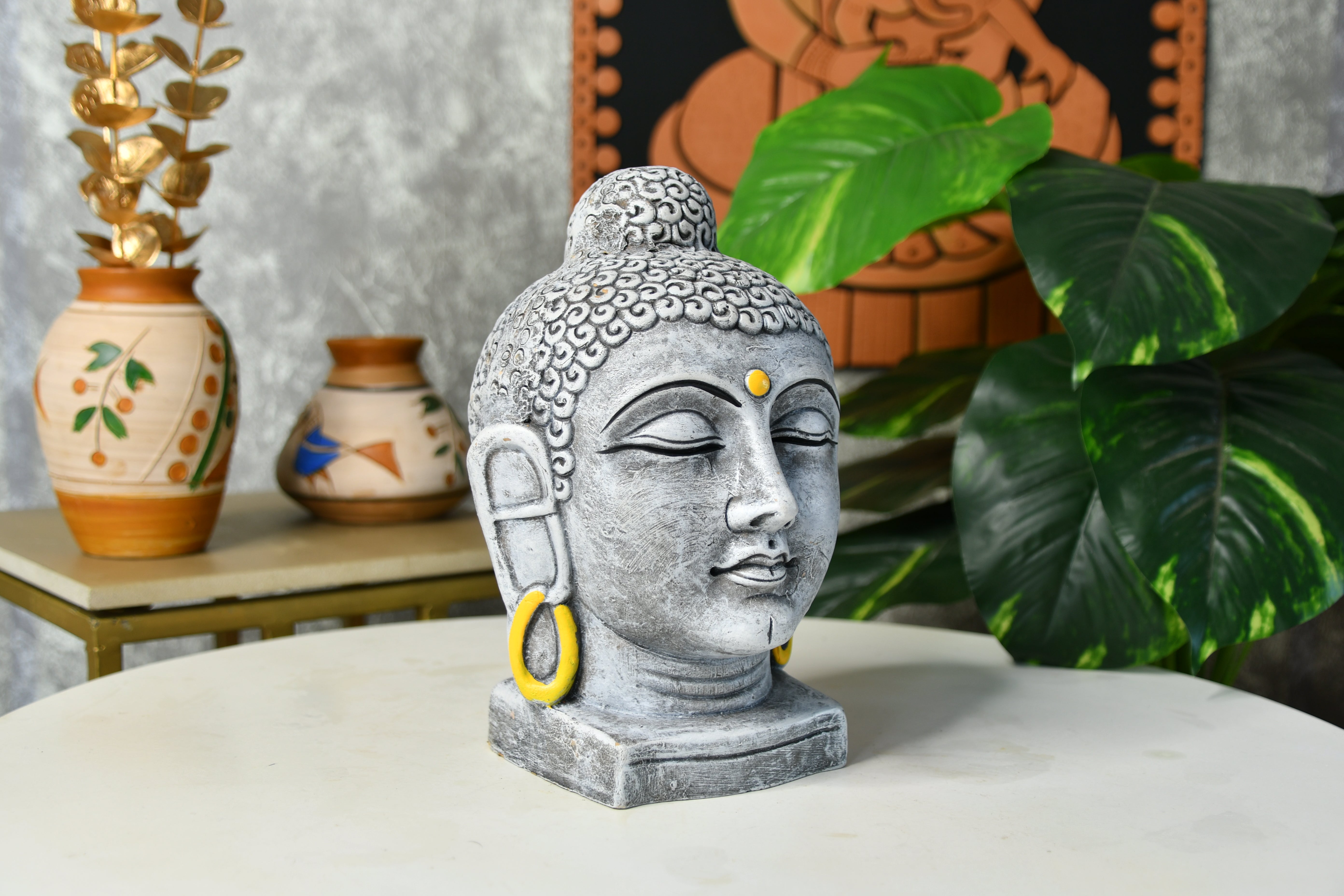 Sowpeace Large Terracotta Buddha Head: Artisan Tabletop Decor-0