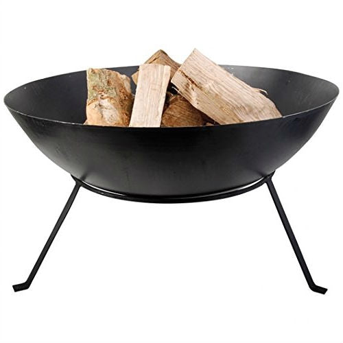 Black Cast Iron 23-inch Outdoor Fire Pit Bowl with Stand-0