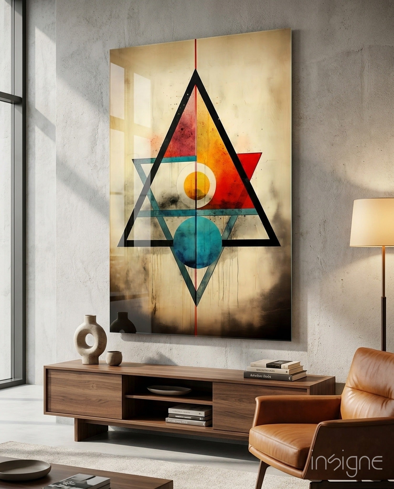 Triangels Glass Wall Art|| Designer's Collection