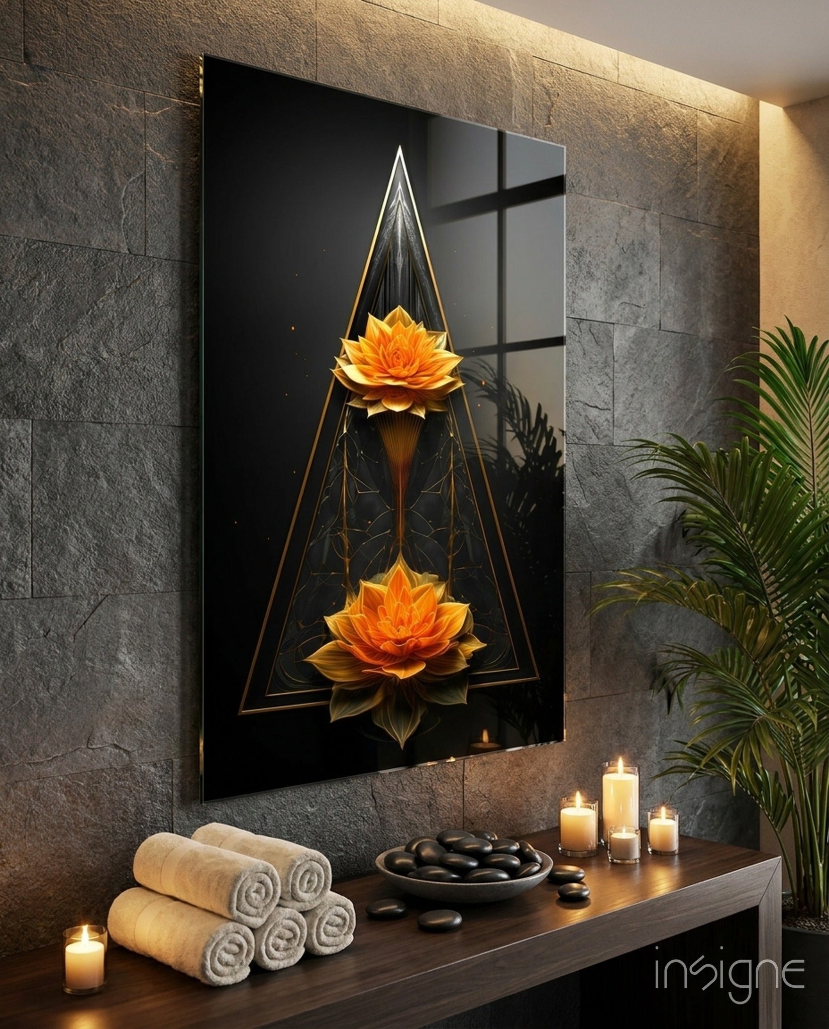 Lotus Glass Wall Art|| Designer's Collection