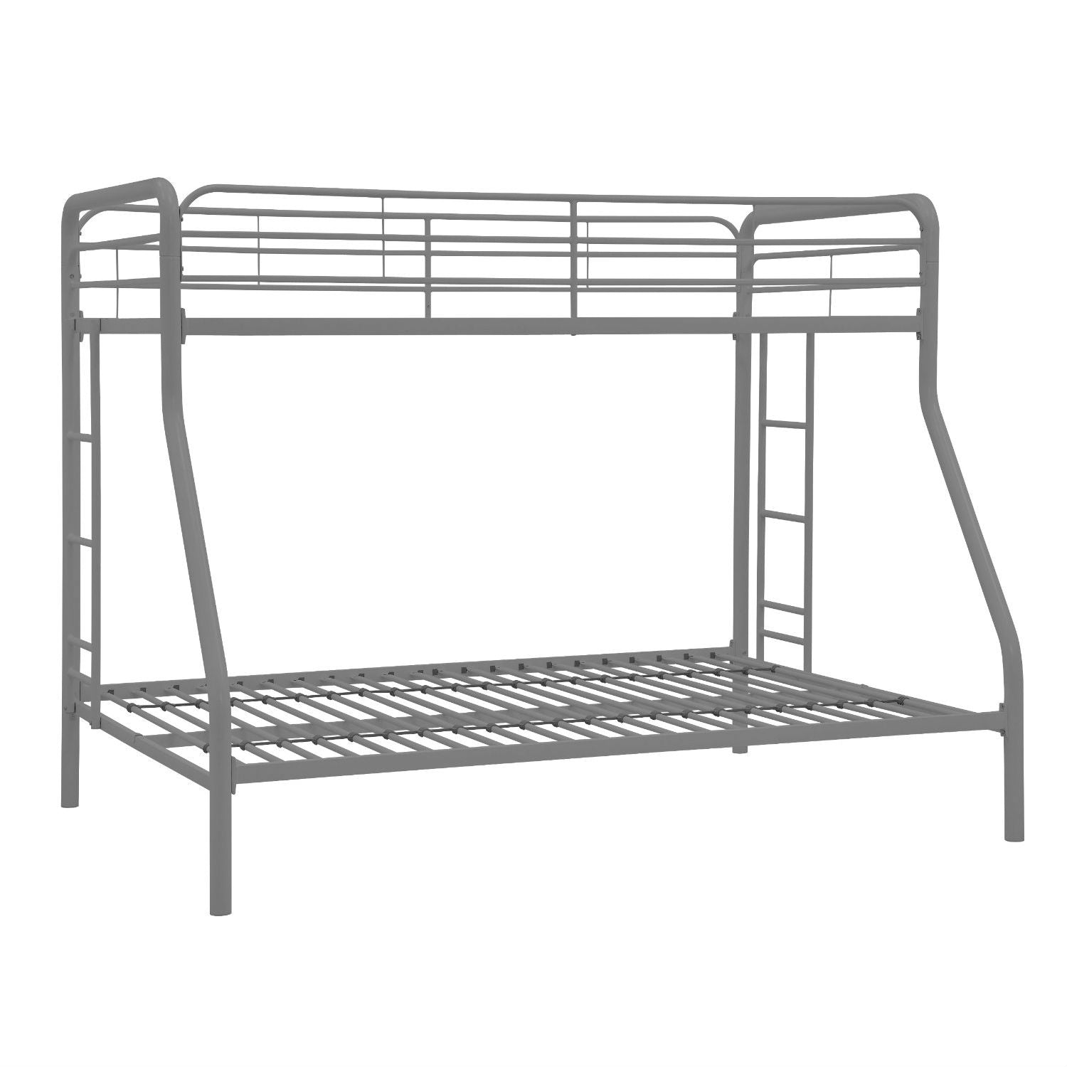 Twin over Full size Sturdy Metal Bunk Bed in Silver Finish-1