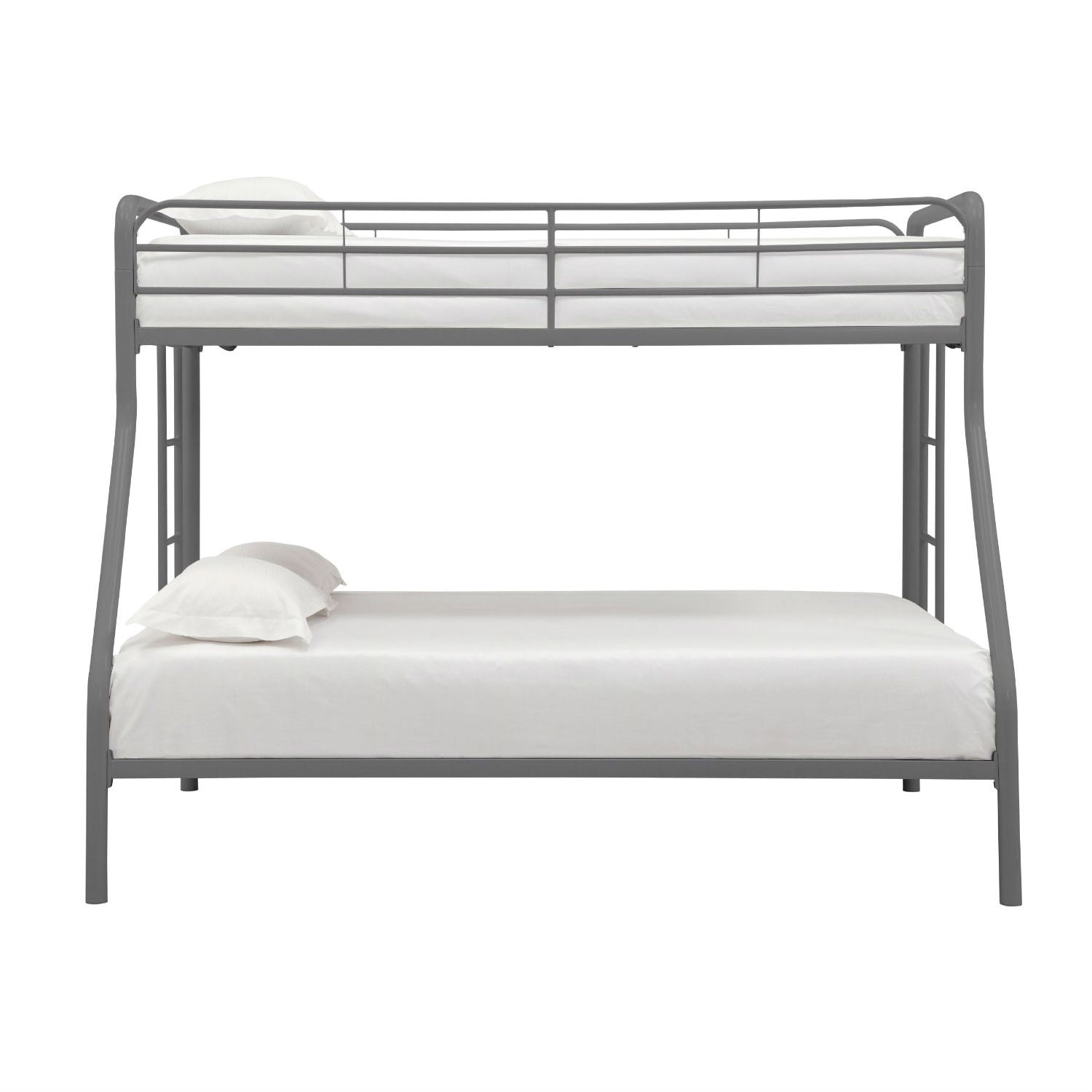 Twin over Full size Sturdy Metal Bunk Bed in Silver Finish-2