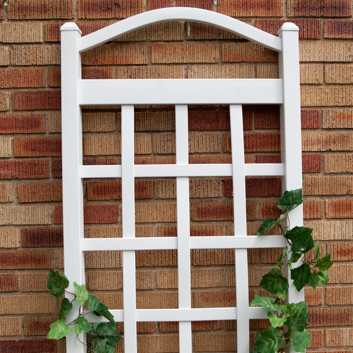 6 Ft White Vinyl Garden Trellis with Arch Top with Ground Mount Anchors-1