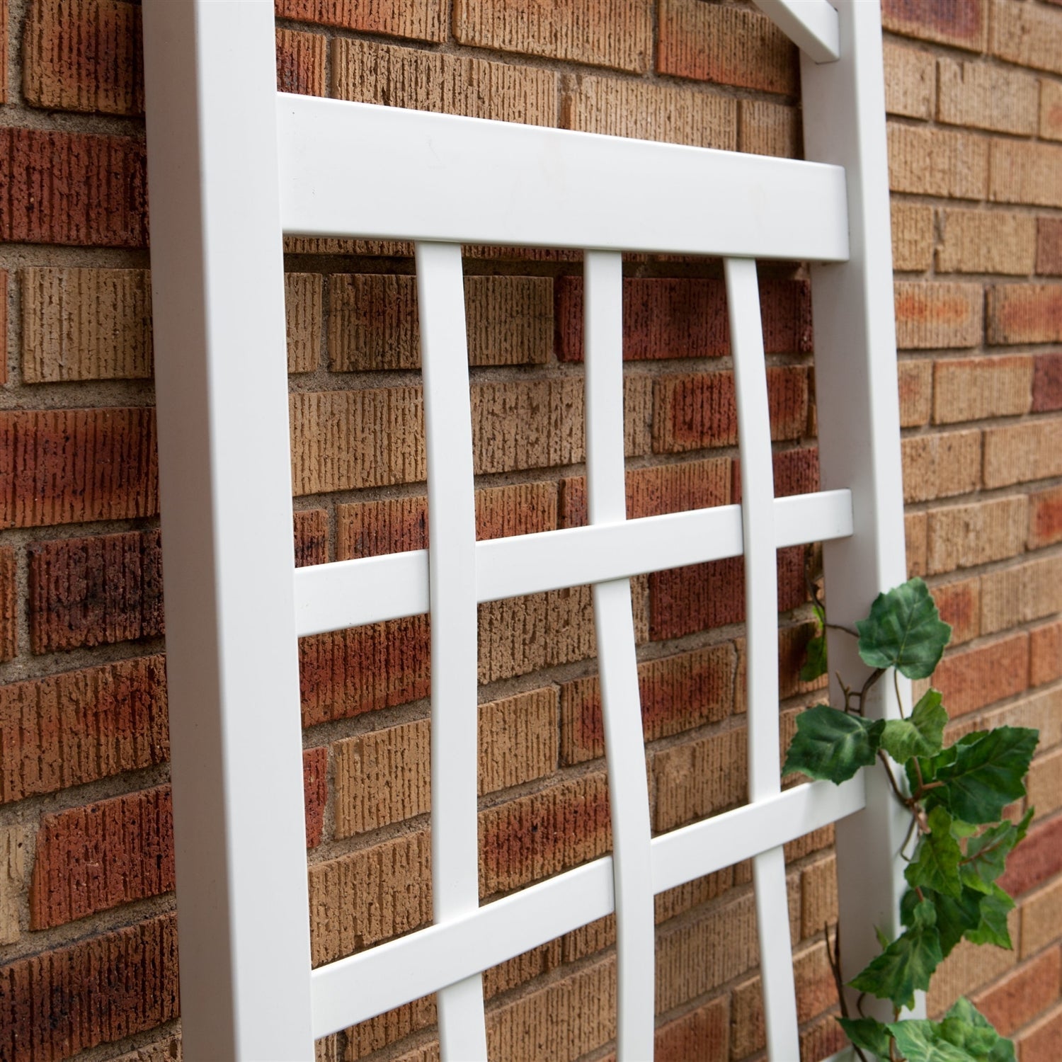 6 Ft White Vinyl Garden Trellis with Arch Top with Ground Mount Anchors-2