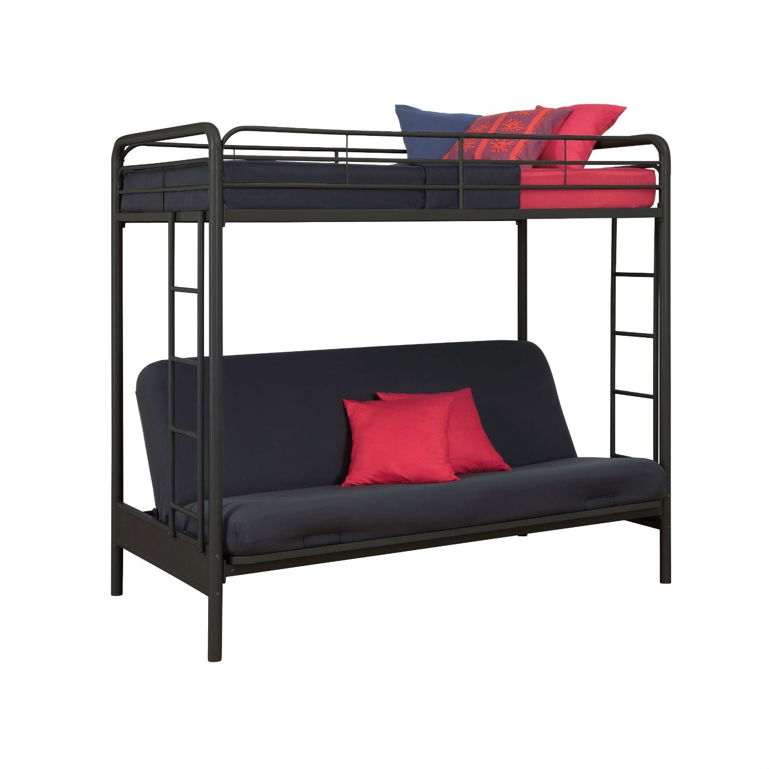 Twin over Full Futon Bunk Bed Sleeper Sofa in Black Metal-0