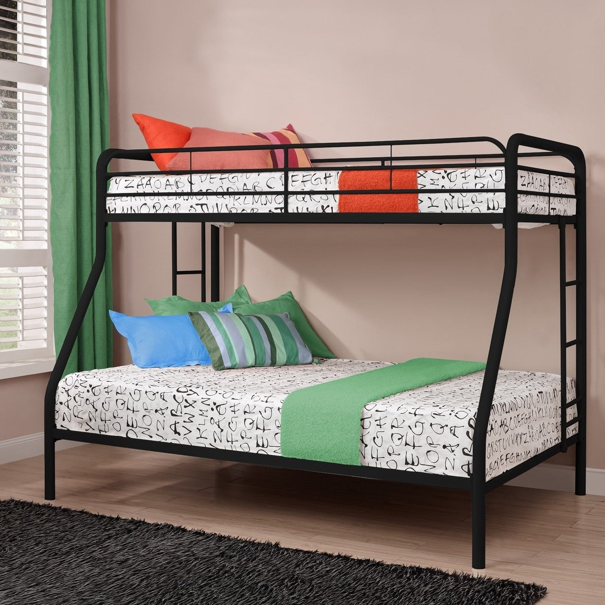 Twin over Full size Bunk Bed in Sturdy Black Metal-0