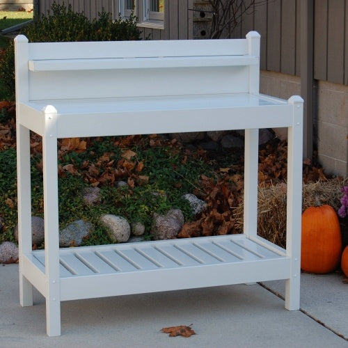 White PVC Vinyl Potting Bench Outdoor Garden Bakers Rack-0