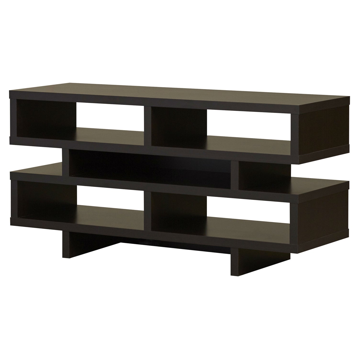 Modern TV Stand Entertainment Center in Dark Brown Cappuccino Wood Finish-0