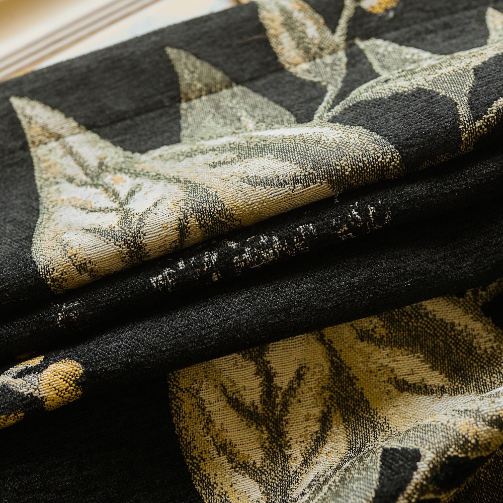 Dalila Black Floral Room Darkening Curtains