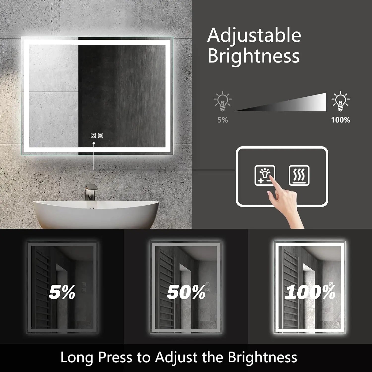 Deluxe Center Glow LED Bathroom Mirror