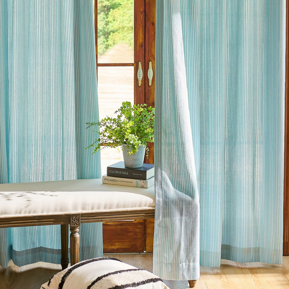 Dolly Coastal Soft Textured Striped Curtains