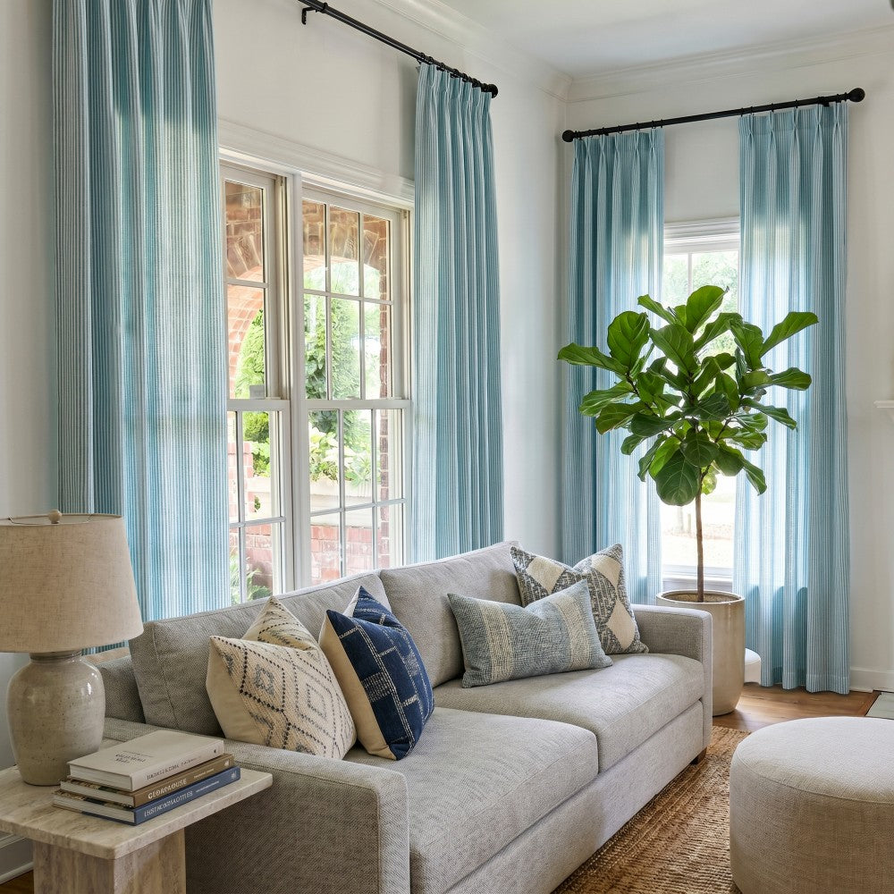 Dolly Coastal Soft Textured Striped Curtains