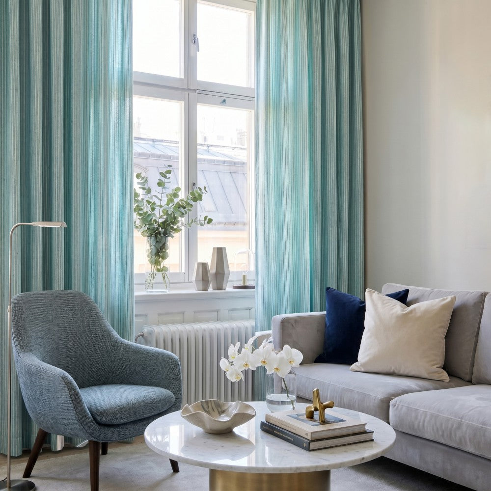 Dolly Coastal Soft Textured Striped Curtains
