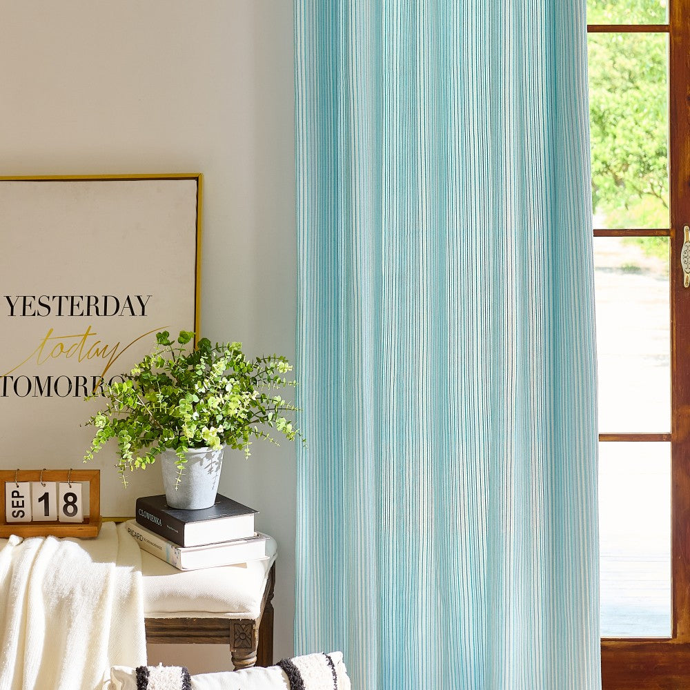 Dolly Coastal Soft Textured Striped Curtains