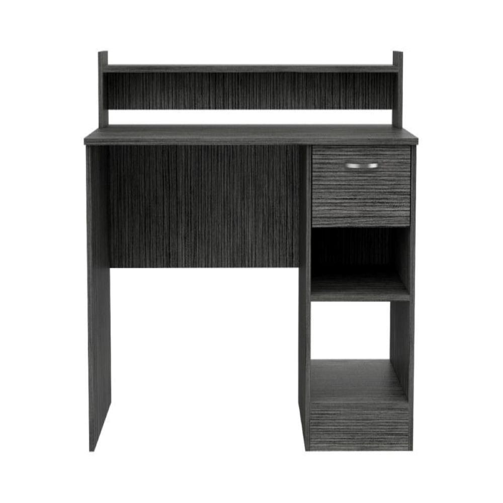 Computer Desk Delmar with Open Storage Shelves and Single Drawer, Smokey Oak Finish-2