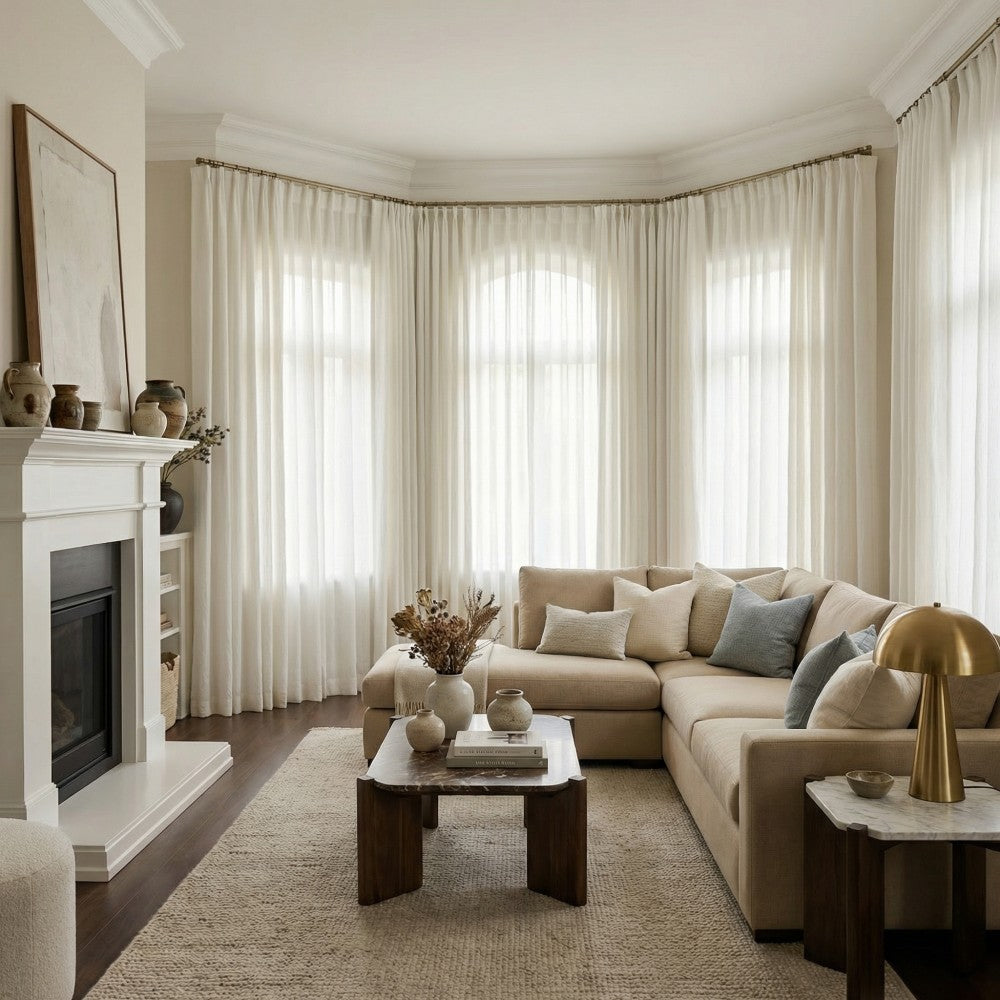 Durrah Branches Textured Linen Custom Sheer Curtains