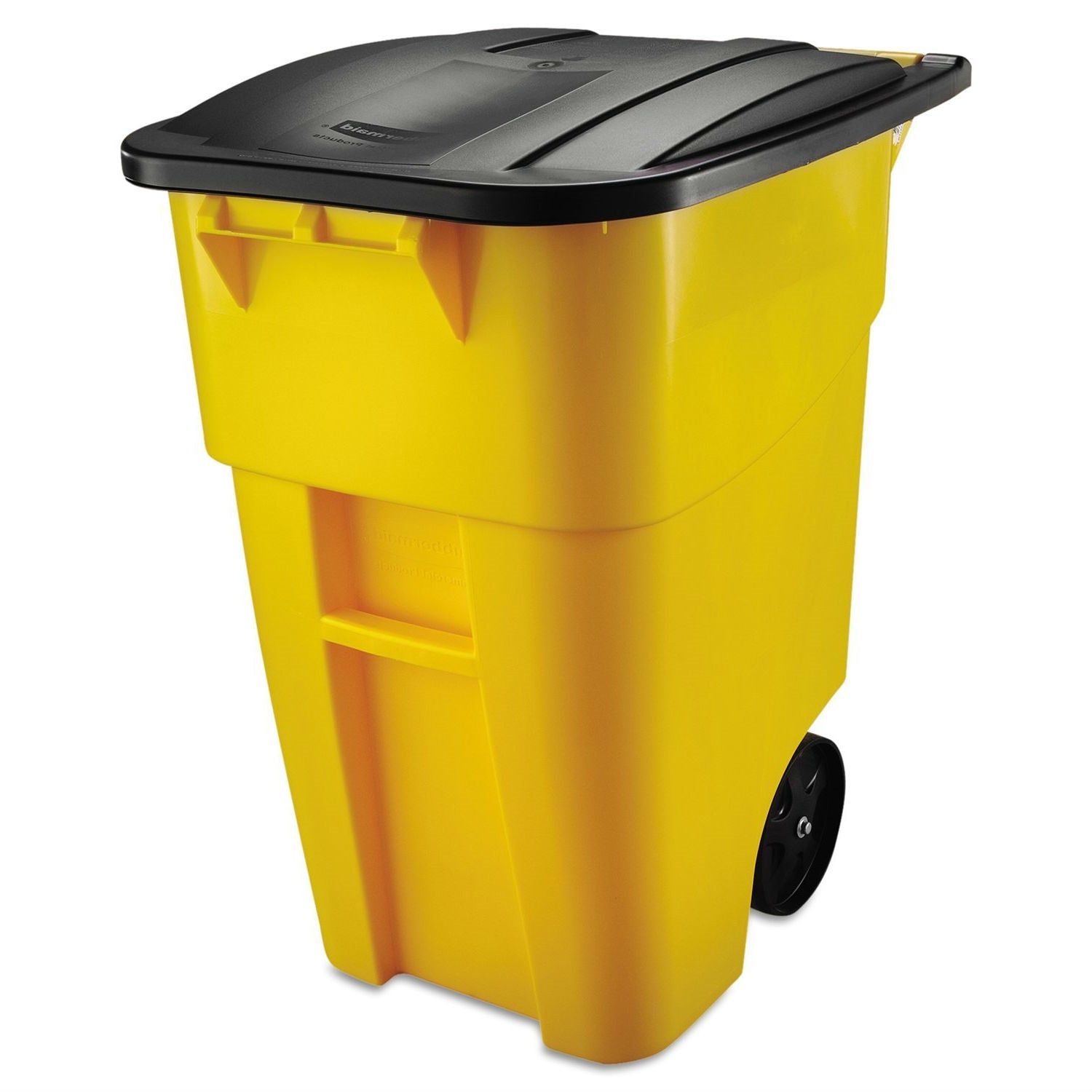 50 Gallon Yellow Commercial Heavy-Duty Trash Can with Black Lid-0