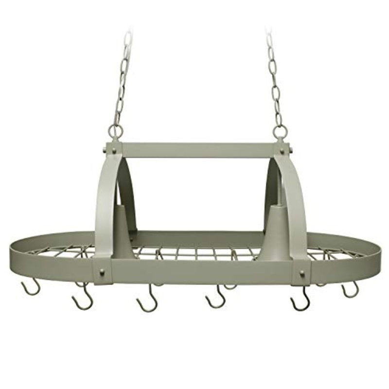 Rustic 2 Light 10 Hook Ceiling Mounted Hanging Pot Rack in Slate Gray-1