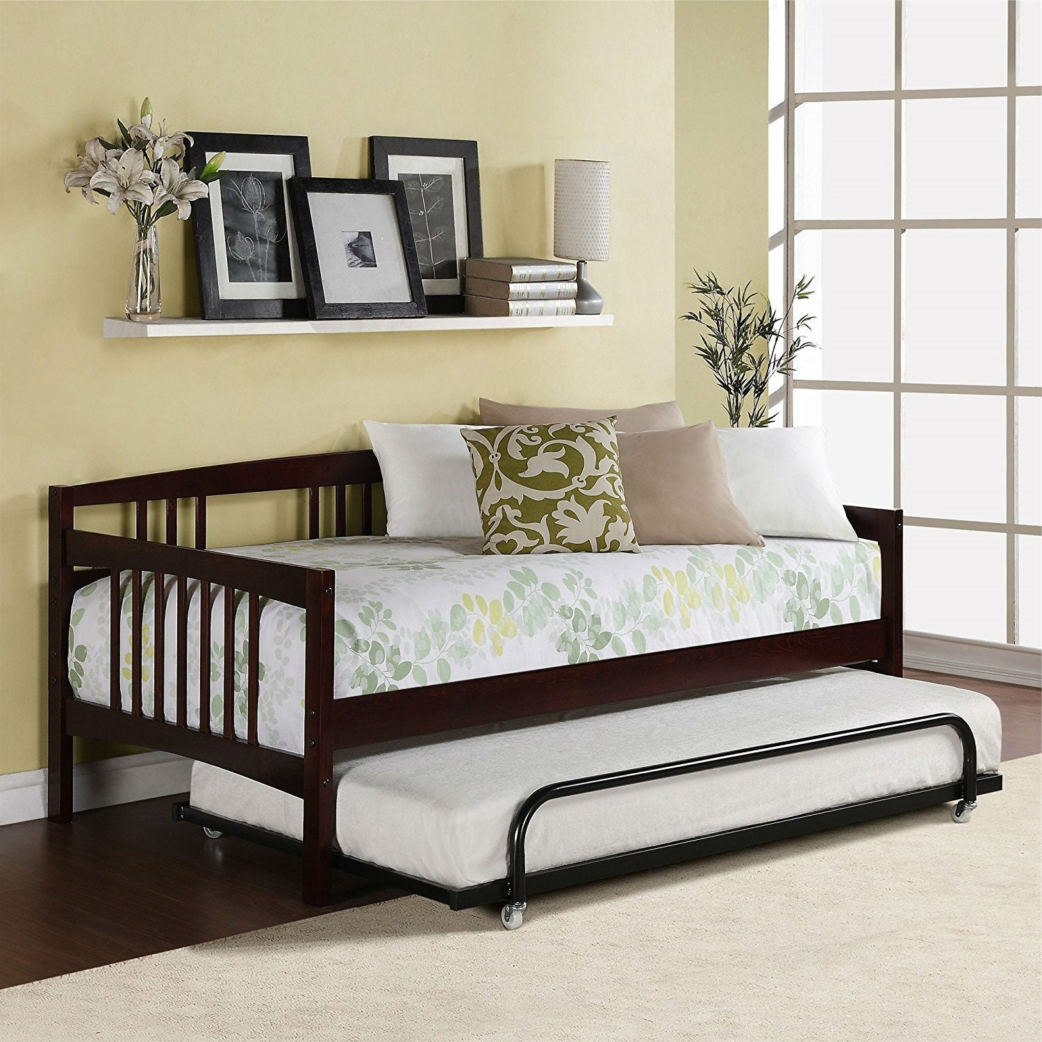 Twin size Day Bed in Espresso Wood Finish - Trundle Not Included-2