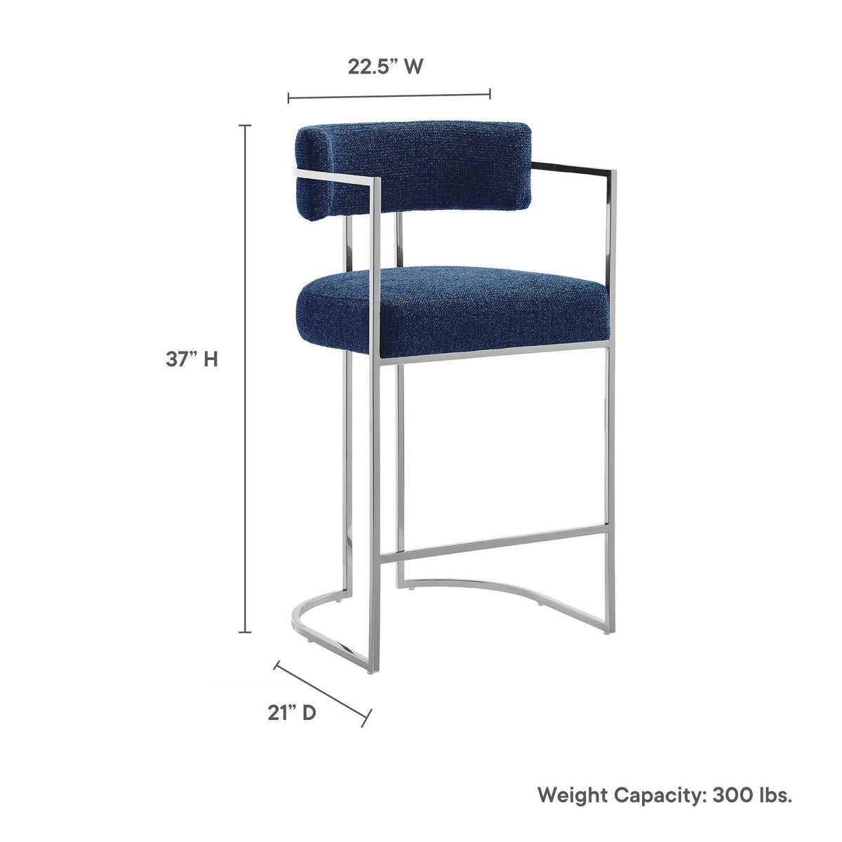 Huron Curved Back Fabric and Metal Counter Stool by Modway