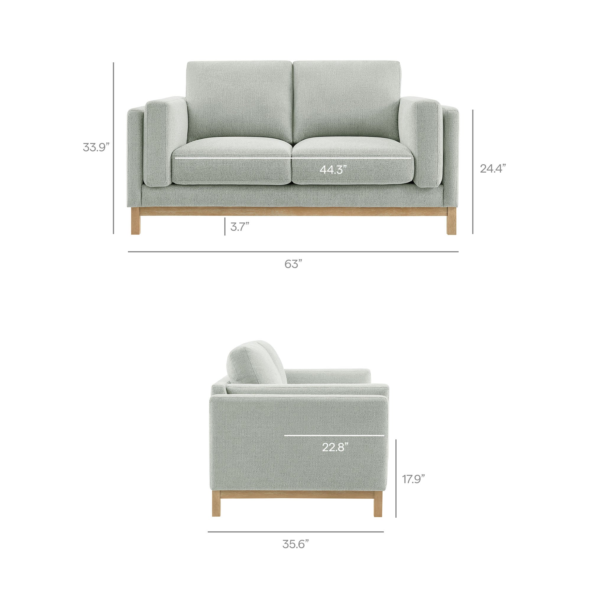 Roscoe 63 Inch Fabric Loveseat by Modway