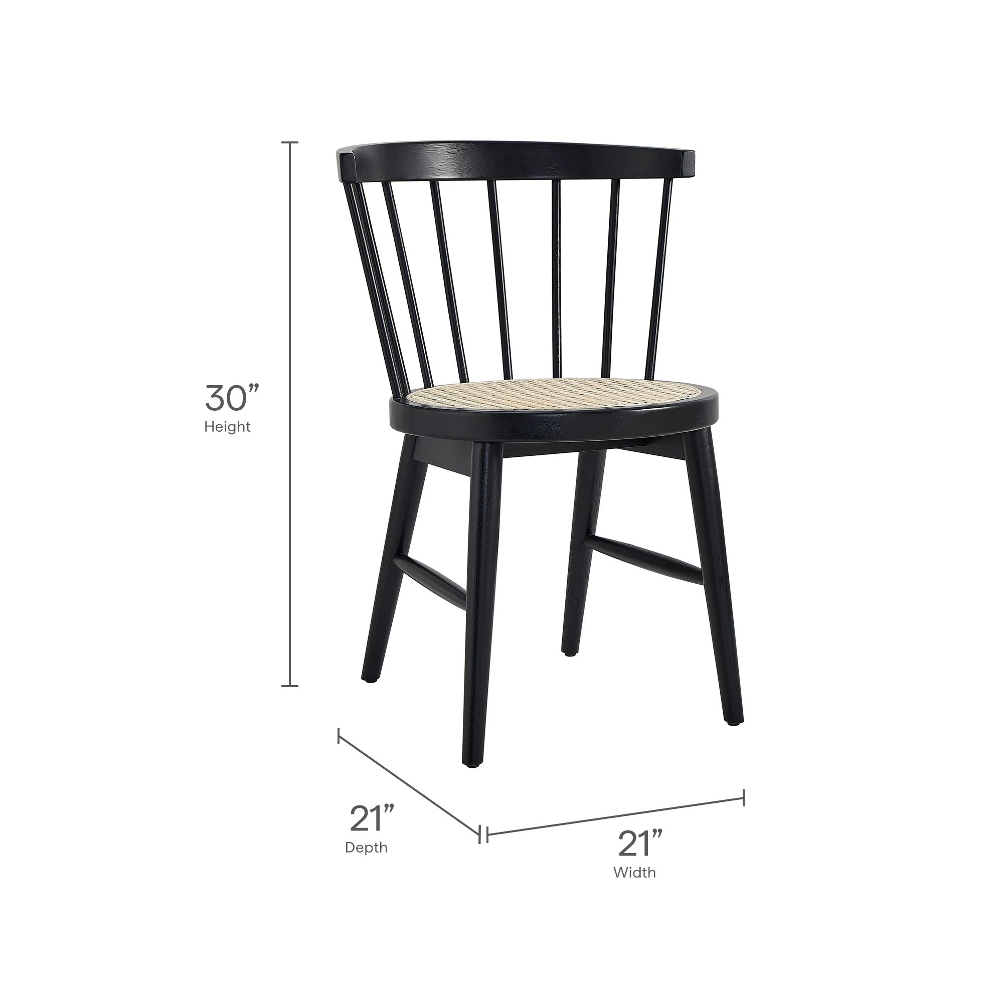 Lykke Curved Spindle Back Dining Chairs Set of 2 by Modway
